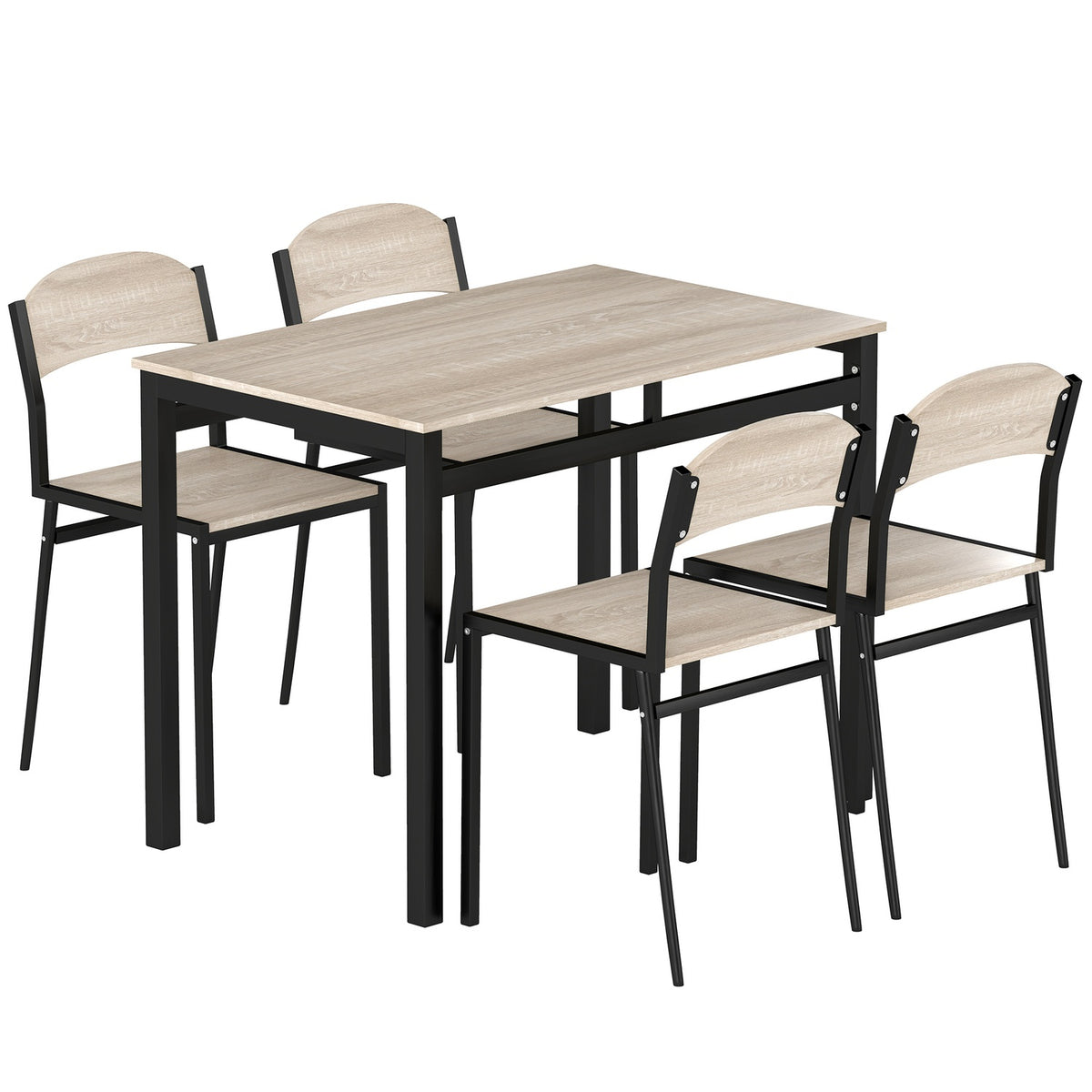 5-Piece Dining Set, Table and 4 Chairs, Space-Saving, Black