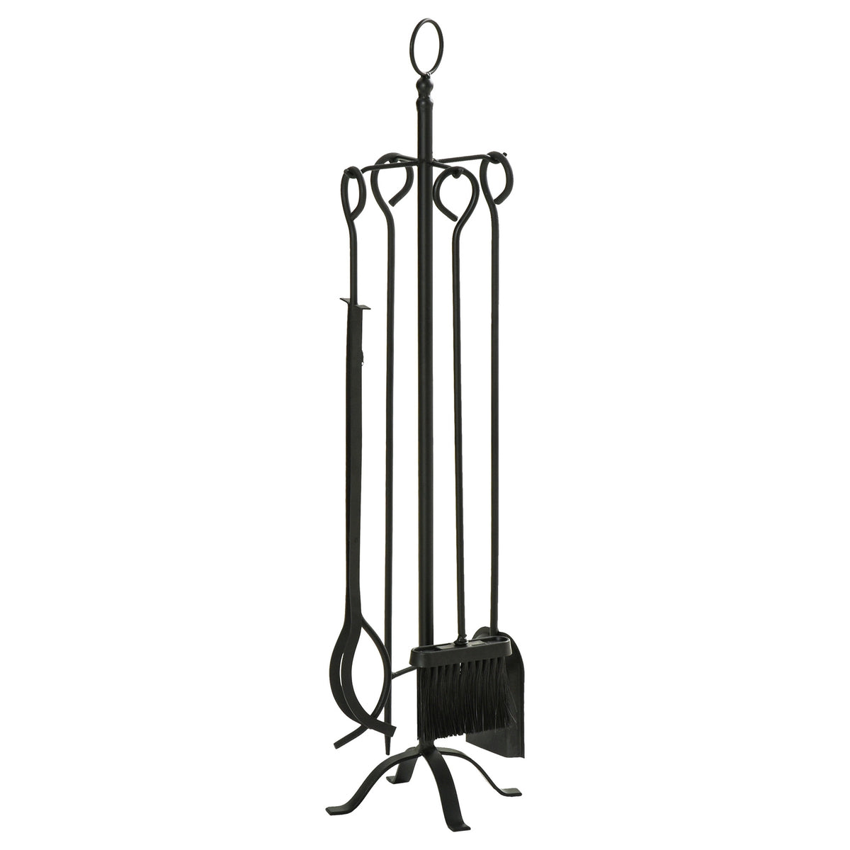 5-Piece Fireplace Set, Fireplace Set, Fireplace Cutlery, Interior Fireplace Accessories, Fireplace Cutlery, Wrought Iron Cutlery, Tools, Metal, Black
