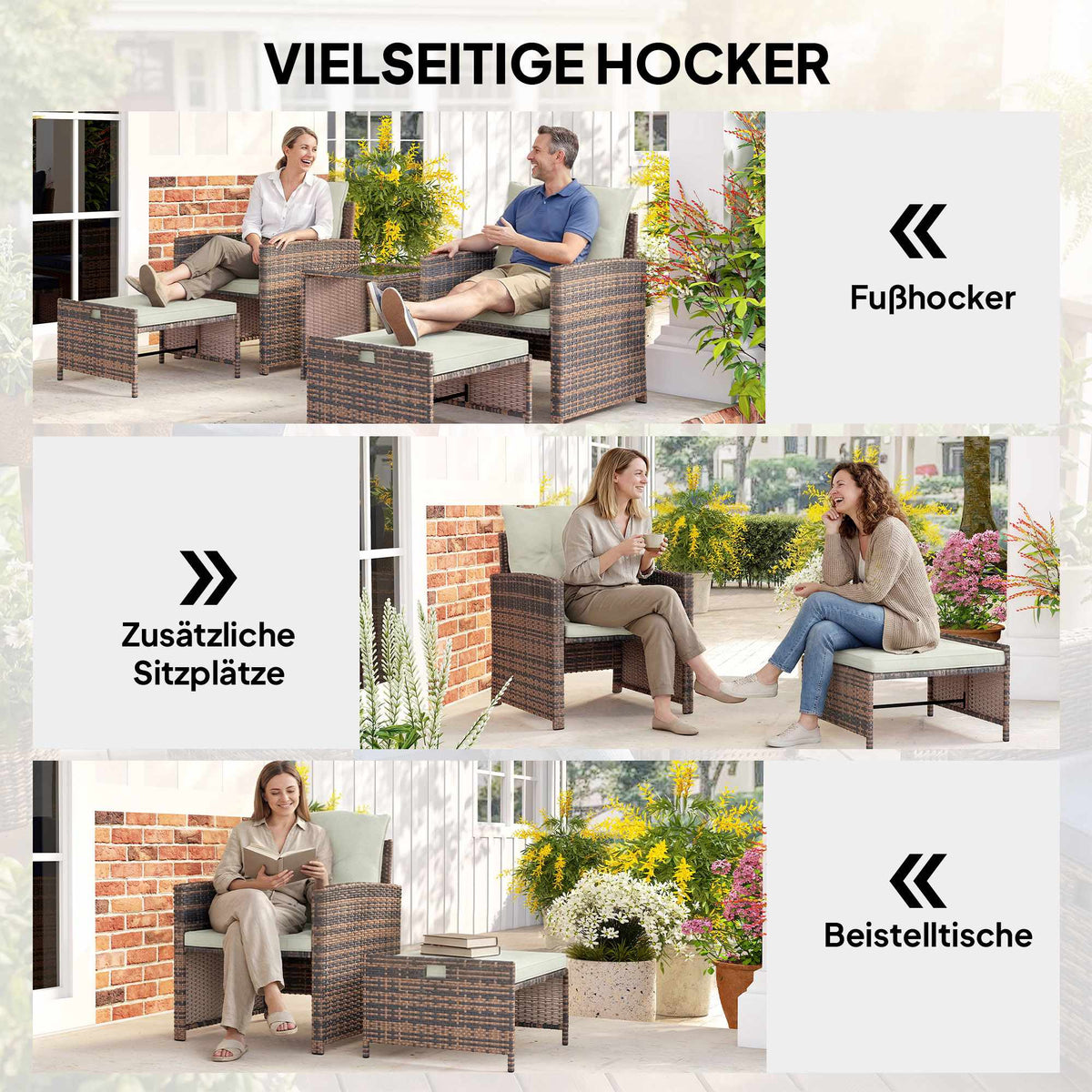 5-Piece Outdoor Balcony Furniture Set with Cushions