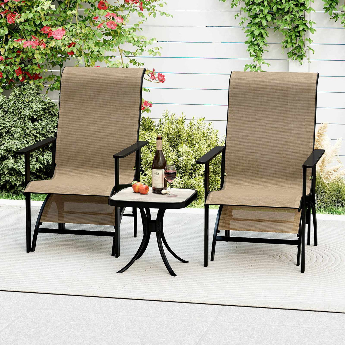 5-Piece Outdoor Balcony Set with Chairs, Ottomans & Table