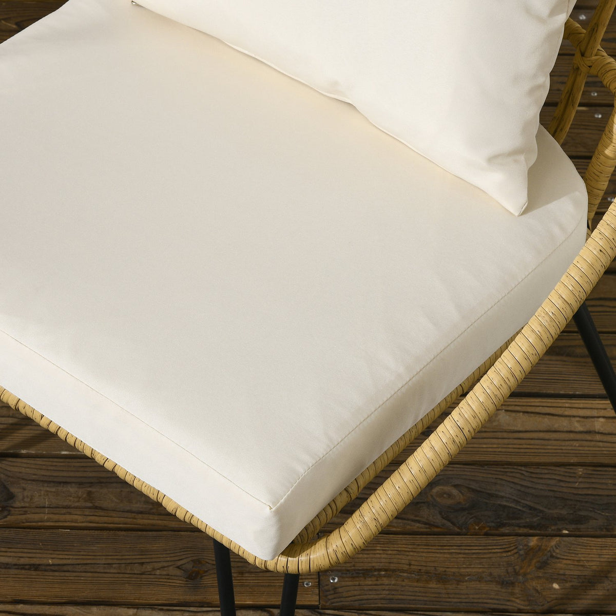 5-Piece Rattan Garden Furniture Set, Seating Set Including 1 Dining Table, 4 Chairs, Seating Set, Garden Set For Balcony, Terrace, Polyester, Beige
