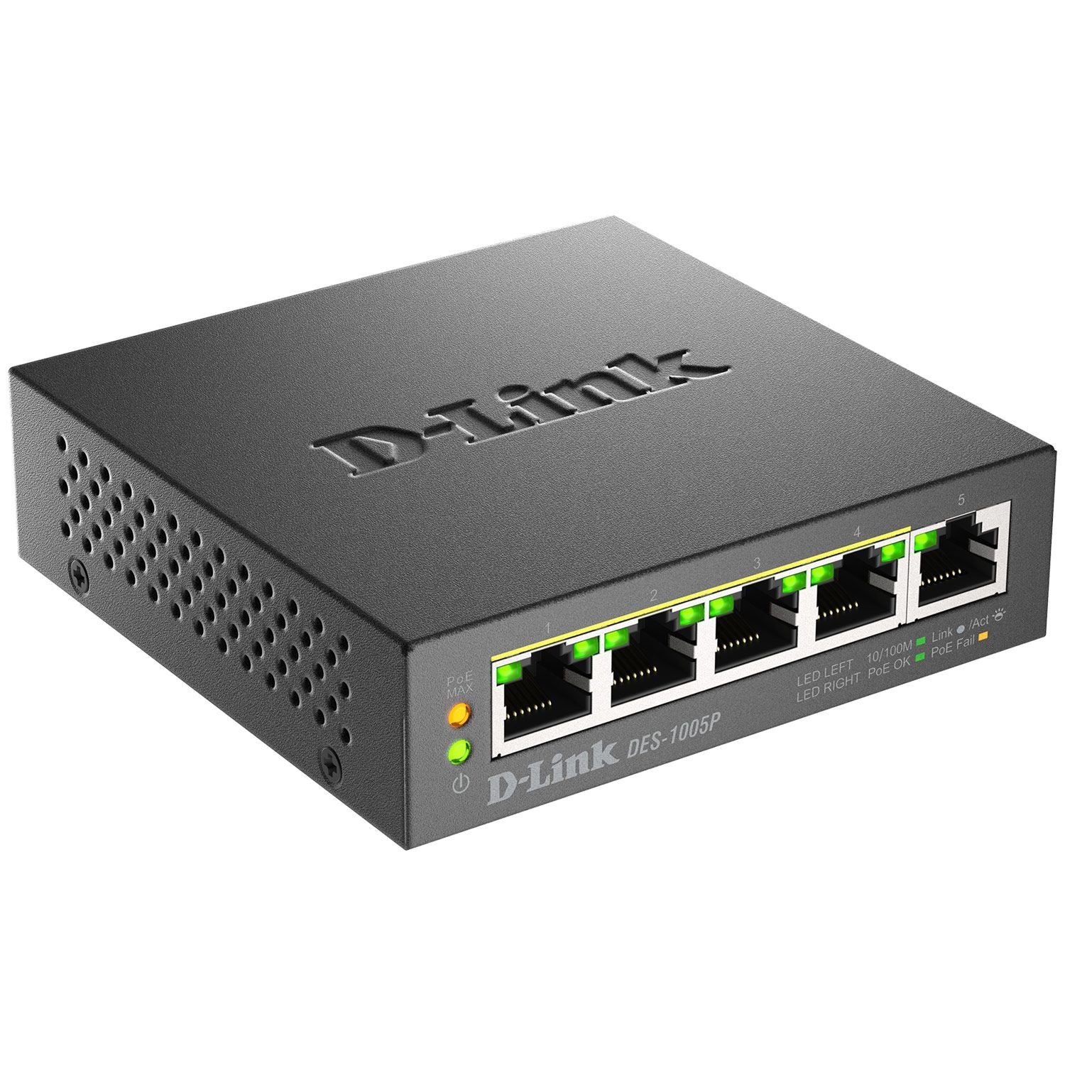 5-Port Fast Ethernet PoE+ Network Switch