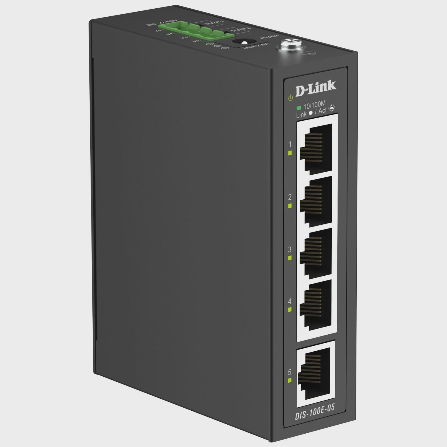 5-Port Industrial Fast Ethernet Switch, Fanless, 6 kV Surge Protection