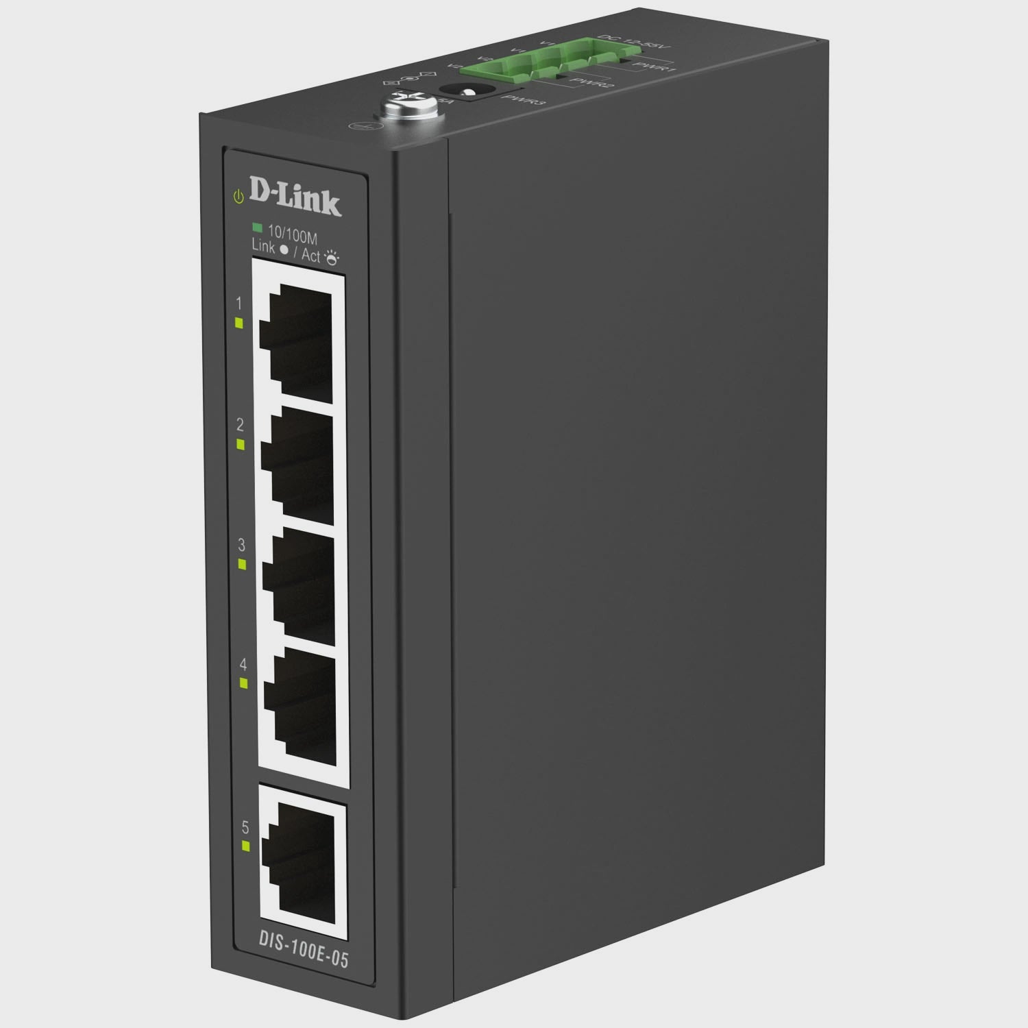 5-Port Industrial Fast Ethernet Switch, Fanless, 6 kV Surge Protection
