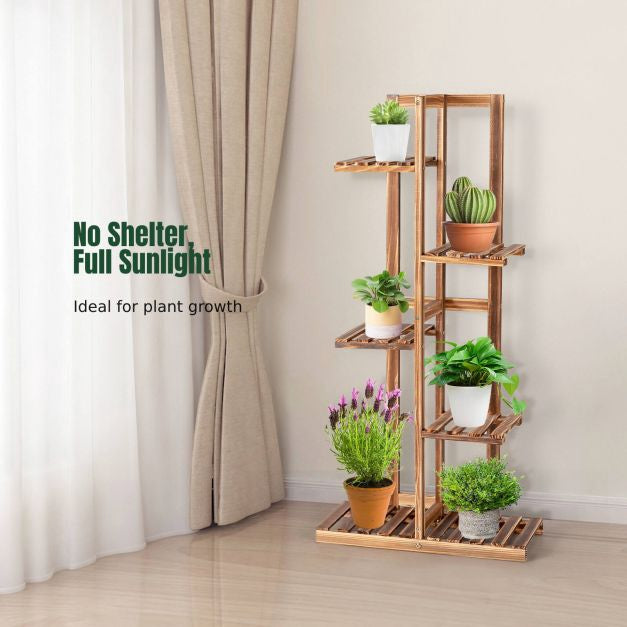 5-Tier Pine Wood Plant Stand, 103 cm, Wall-Mount
