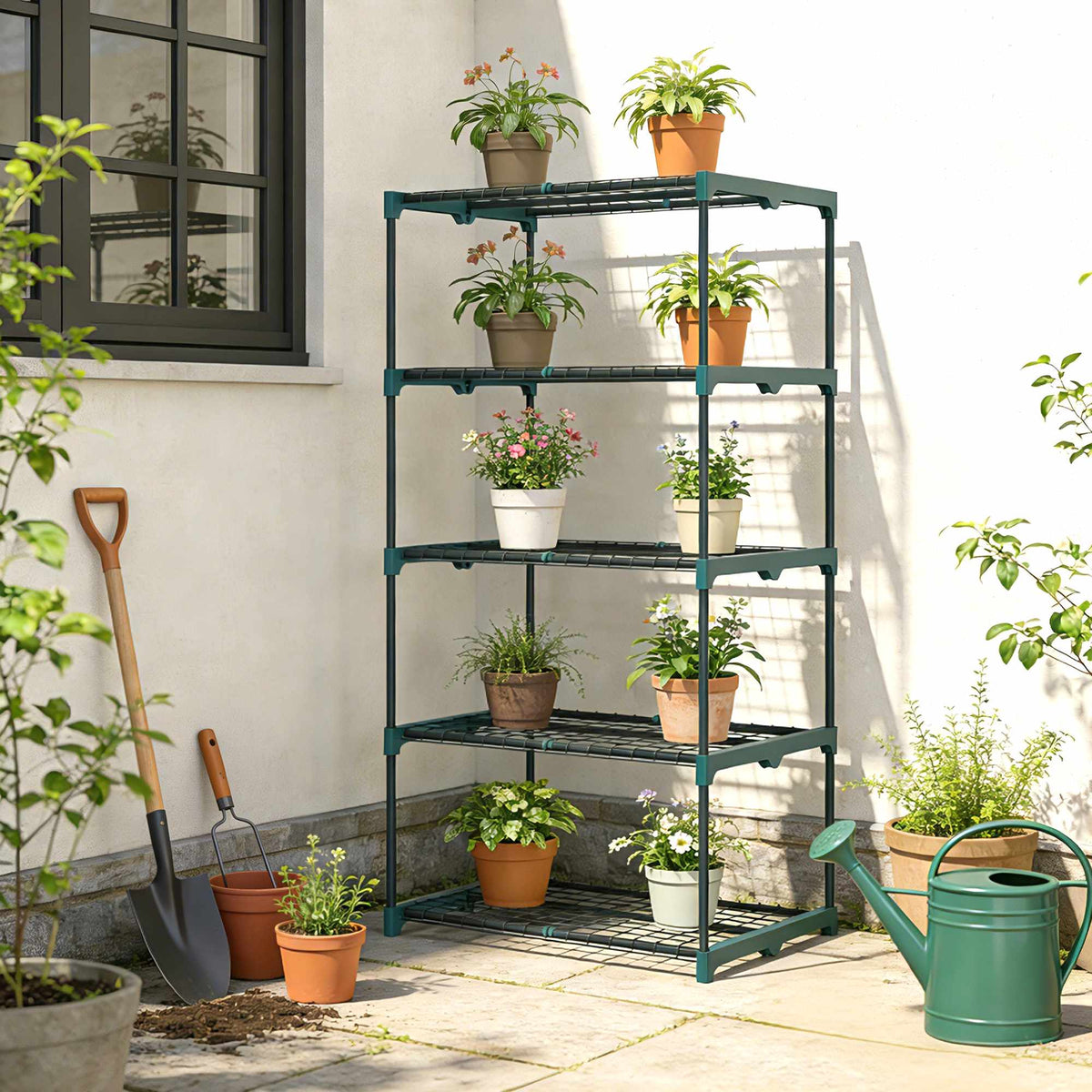 5-Tier Plant Stand, Steel Frame, Moisture-Resistant