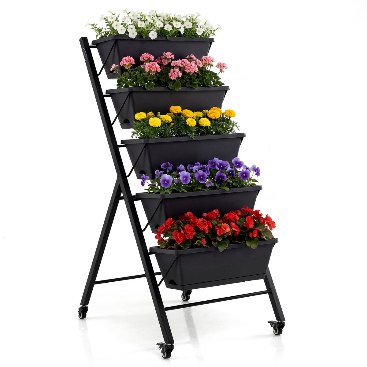 5-Tier Vertical Raised Garden Bed with Wheels, Removable Boxes