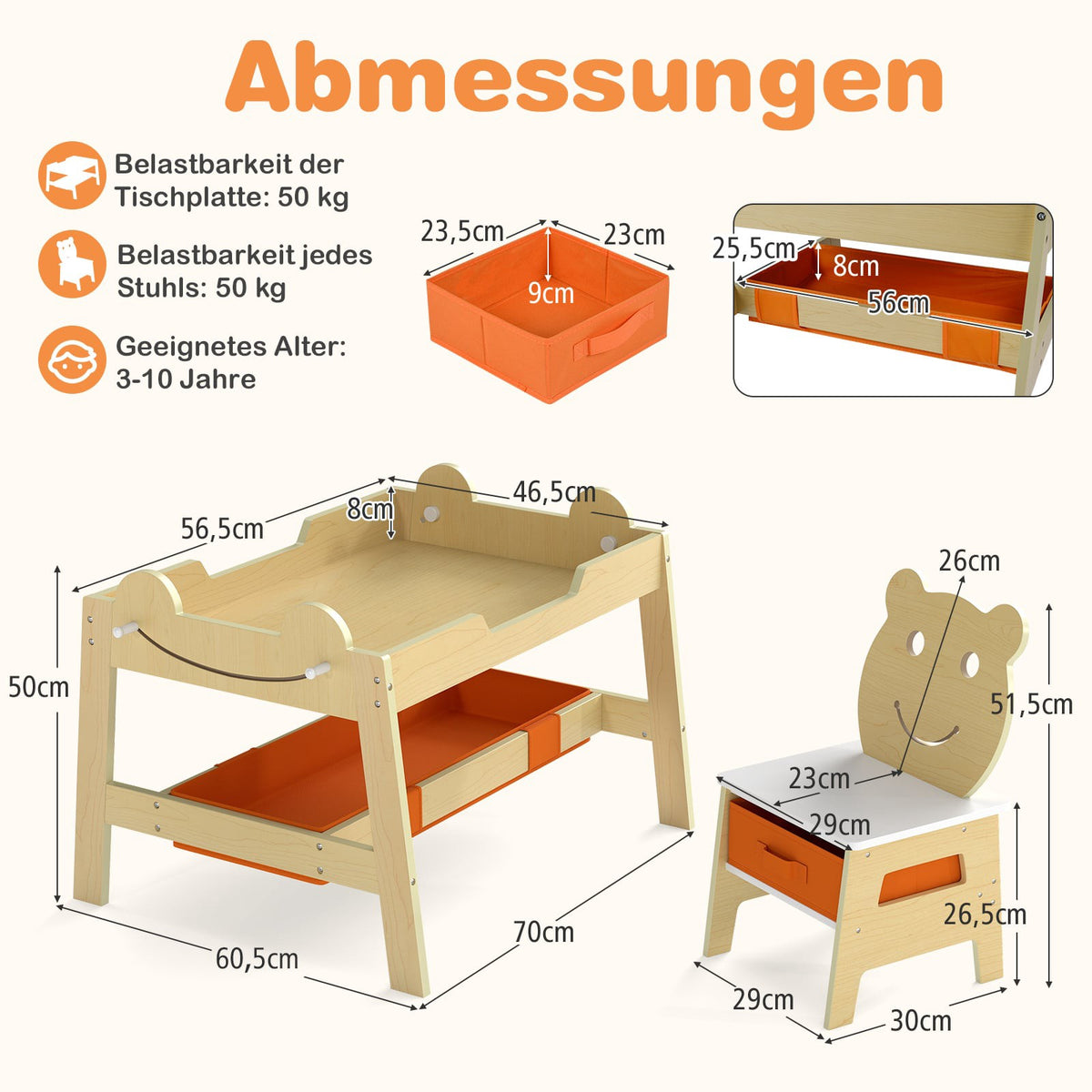 5-in-1 Kids Activity Table Set with Storage