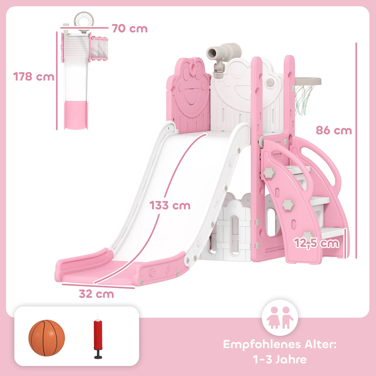 5-in-1 Kids Slide Set with Basketball Hoop and Telescope