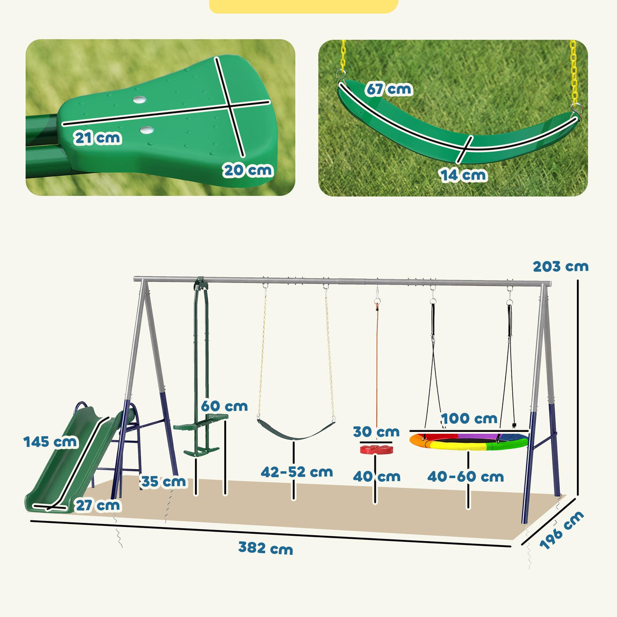 5-in-1 Outdoor Playset with Slide & Swings for Kids