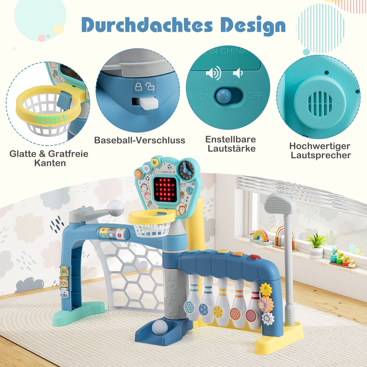 5-in-1 Toddler Sports Center: Basketball, Soccer, Golf, More