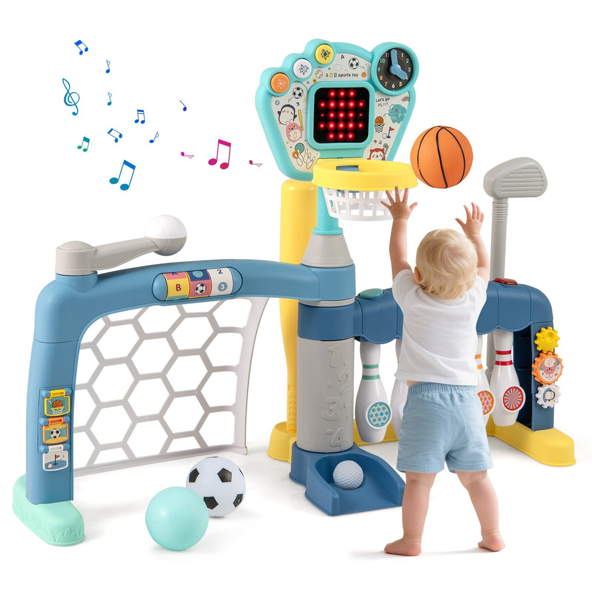 5-in-1 Toddler Sports Center: Basketball, Soccer, Golf, More