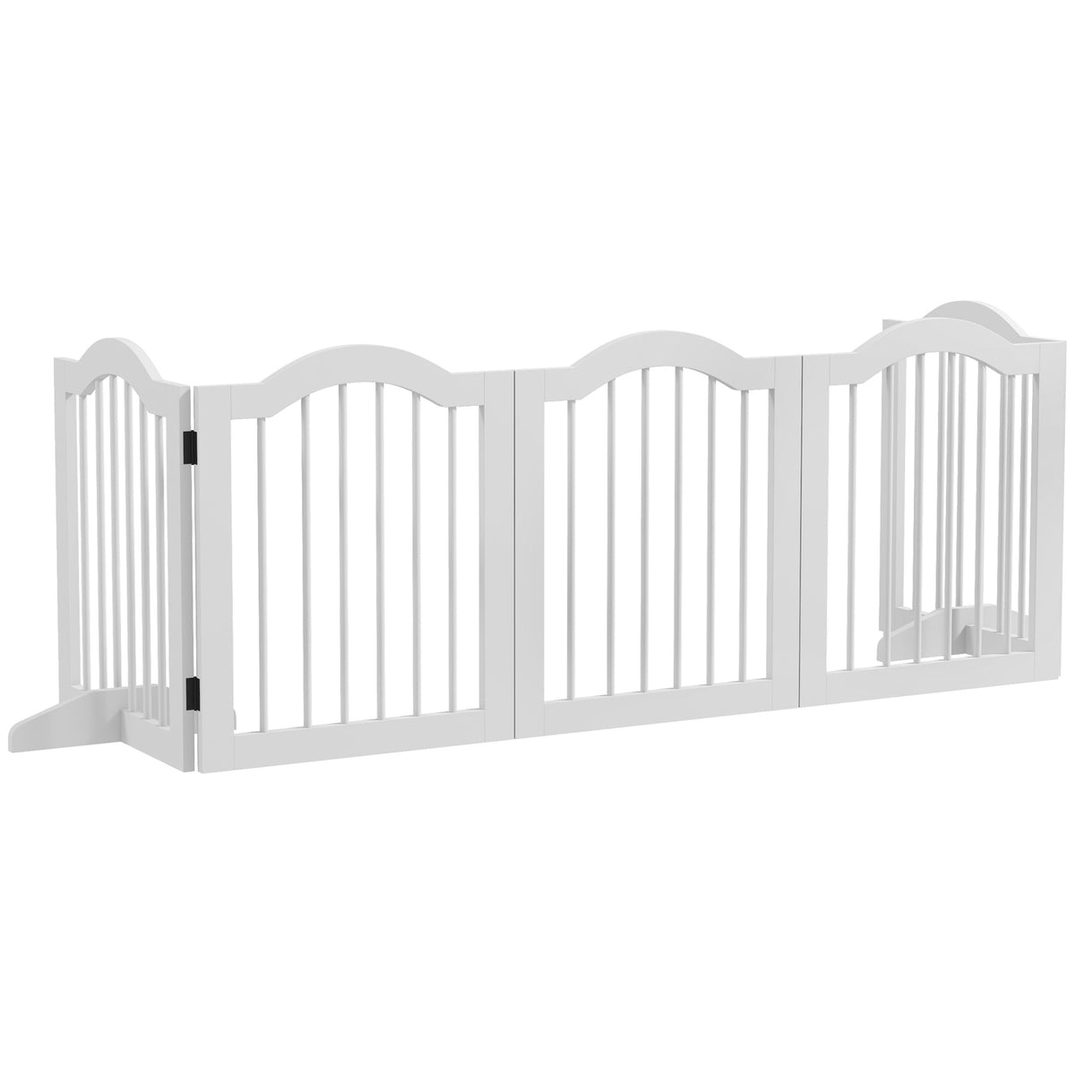 5-piece dog barrier, 254.5 x 61 cm, foldable dog gate with door, door safety gate with 2 support feet, free-standing stair gate