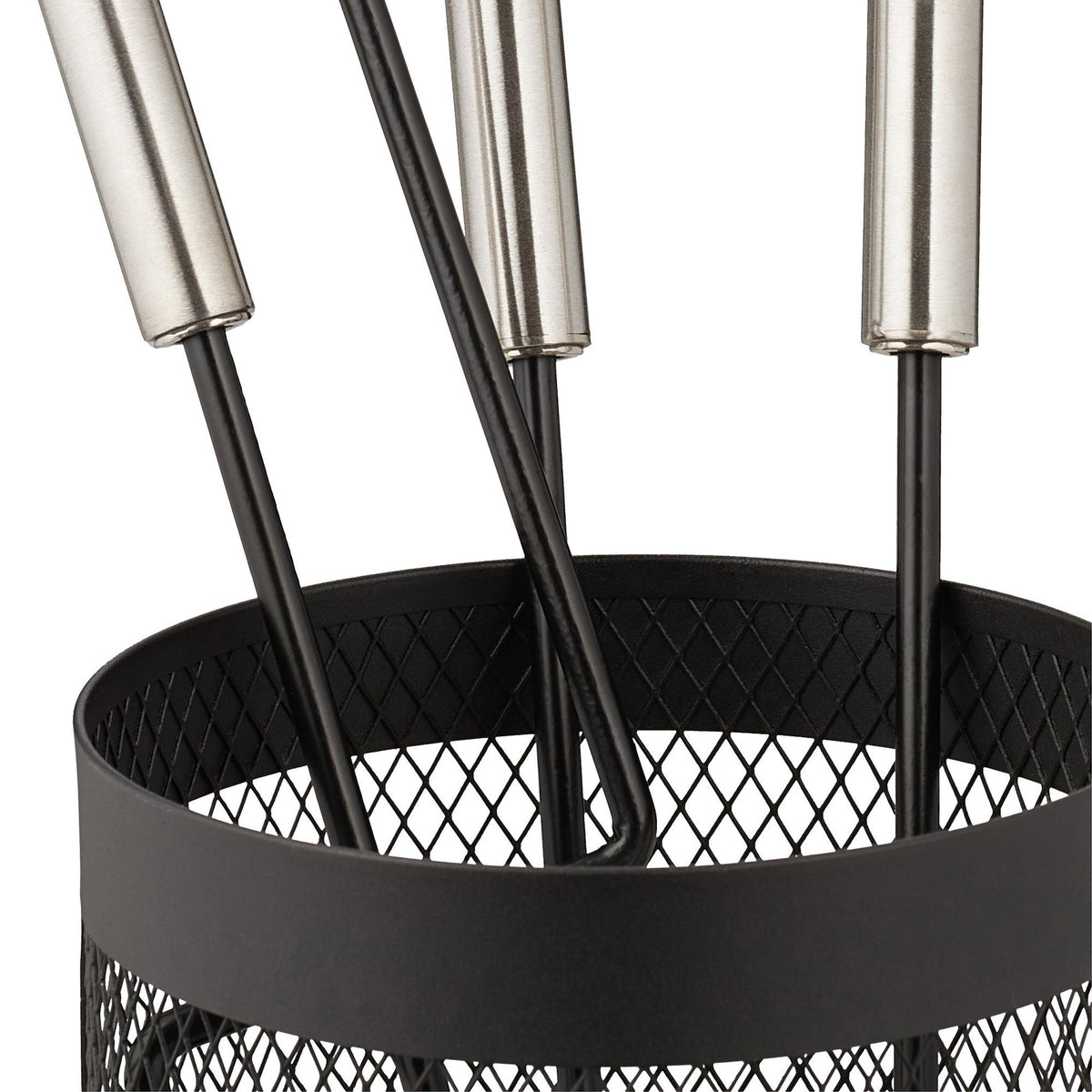 5-piece fireplace set in black bucket