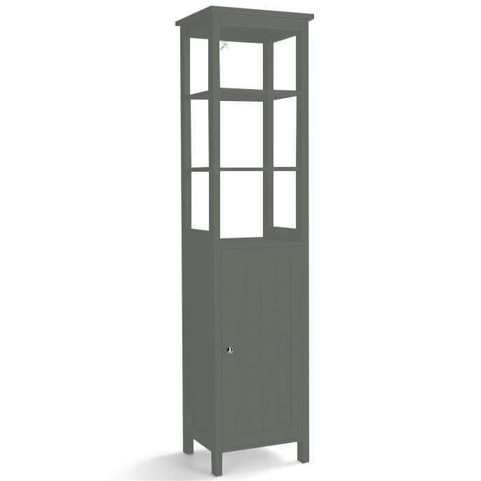 5-tier tall cabinet, slim freestanding bathroom cabinet with adjustable shelves, grey, 40 x 32 x 161.5 cm