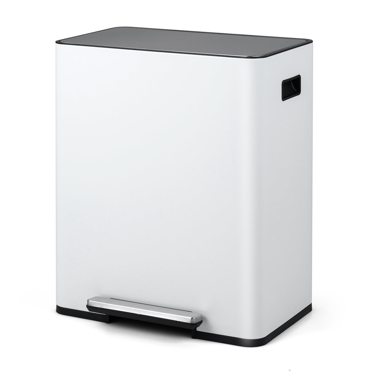 60L Stainless Steel Kitchen Trash Can with Pedal & Dual Bins