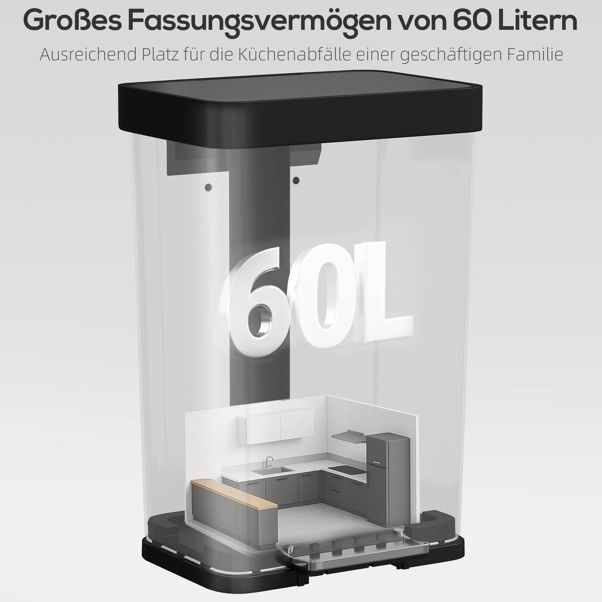 60L Stainless Steel Pedal Bin with Soft-Close Lid