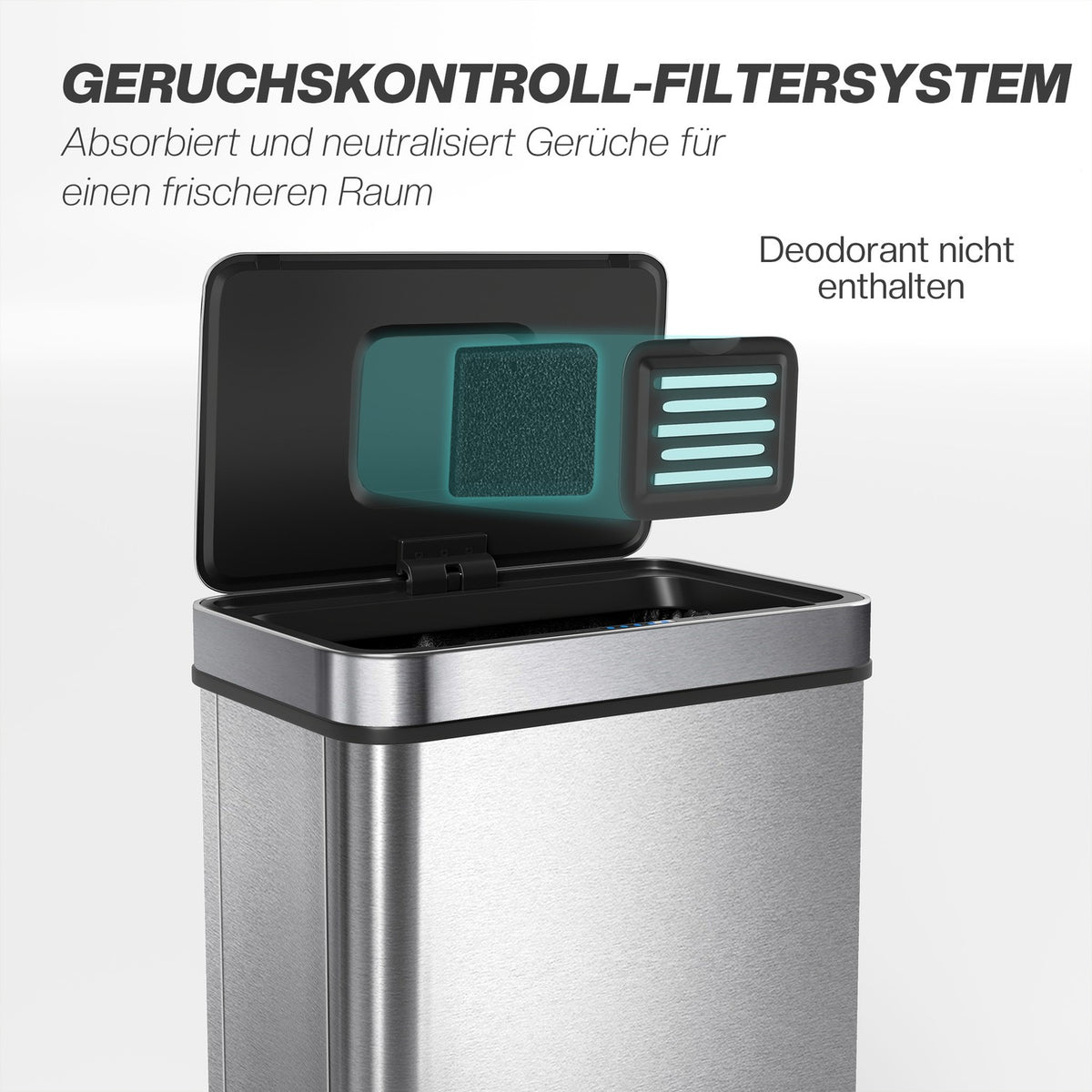 60L Stainless Steel Sensor Trash Can, Automatic Lid