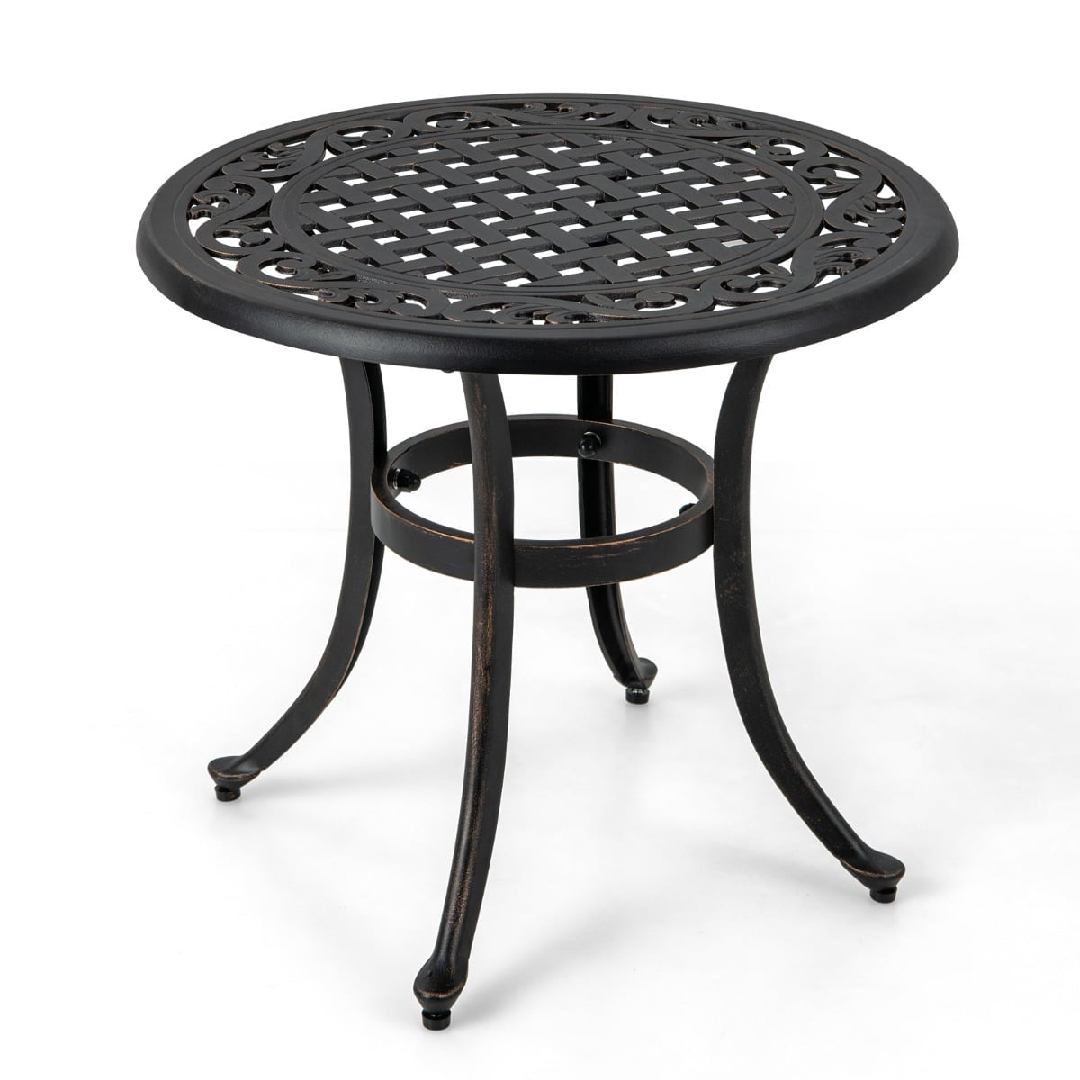60 cm Round Cast Aluminum Patio Table with Adjustable Feet