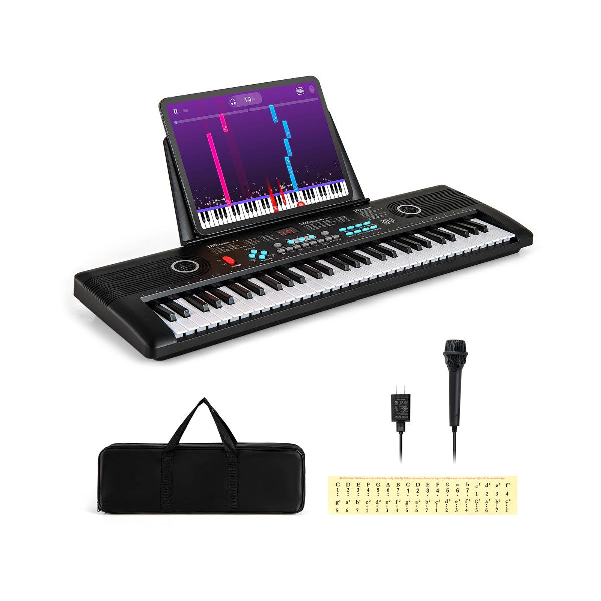 61-Key Beginner Keyboard with Mic and Carrying Case