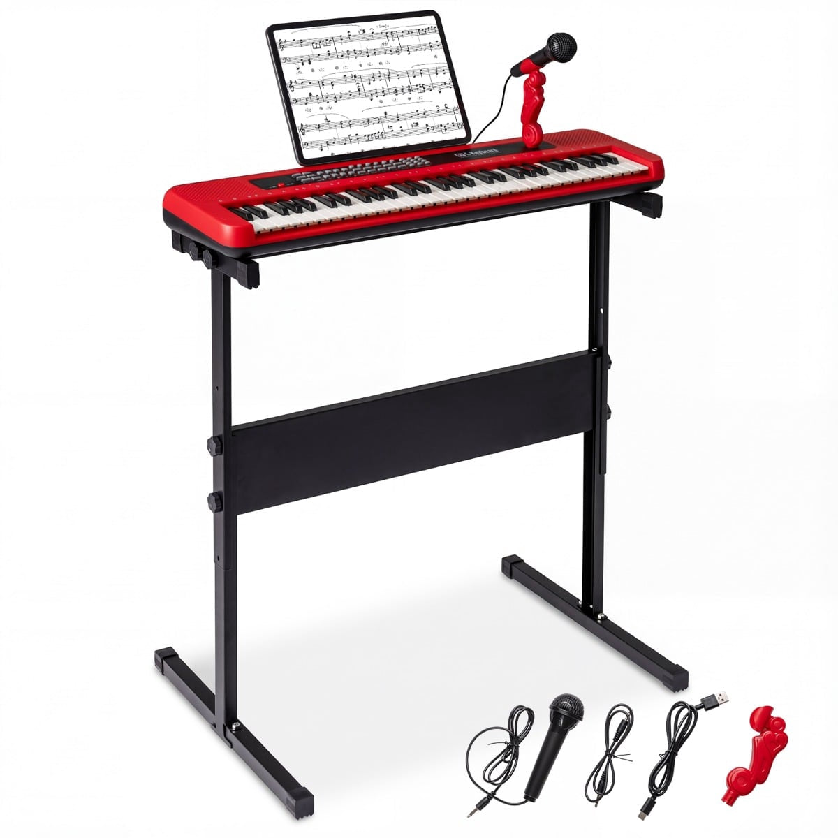 61-Key Kids Piano Keyboard with Adjustable Stand, Mic