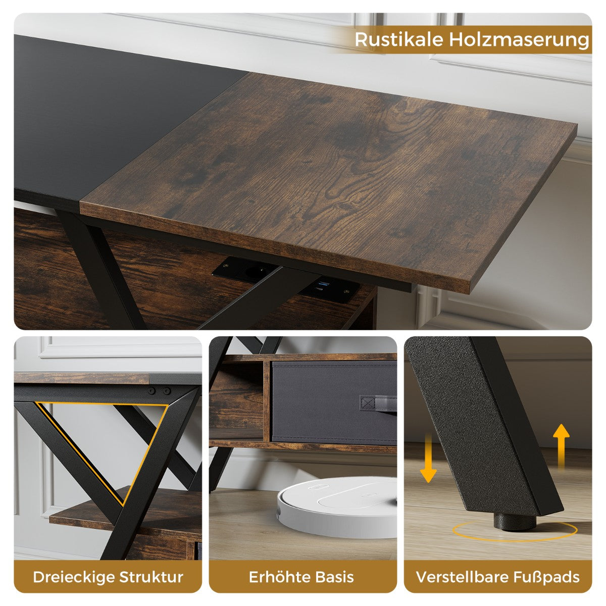 65-Inch TV Stand with LED Lights and Storage