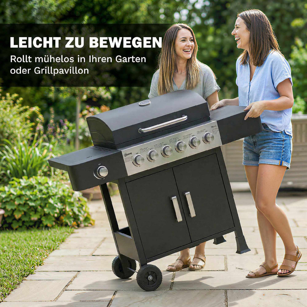 6-Burner Stainless Steel Gas Grill with Side Burner