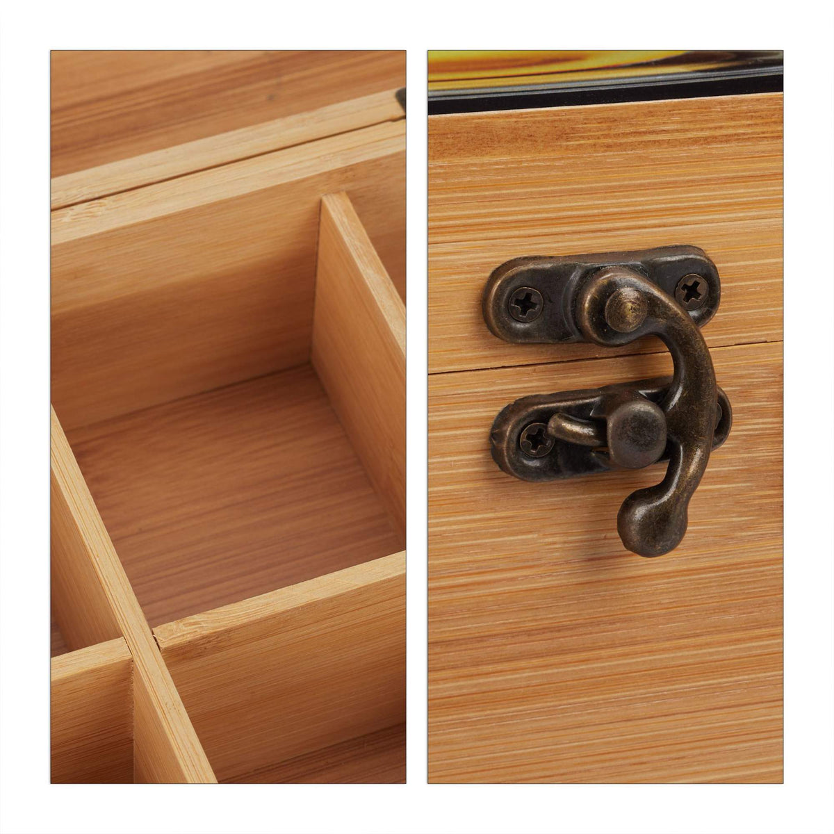 6-Compartment Bamboo Tea Box