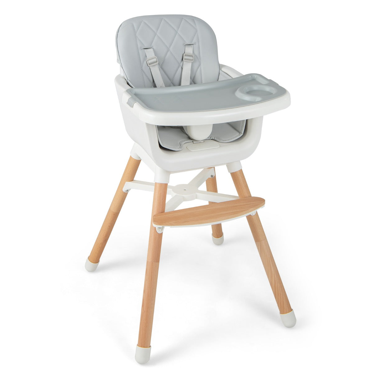 6-In-1 Convertible Baby High Chair, Adjustable Legs, Gray