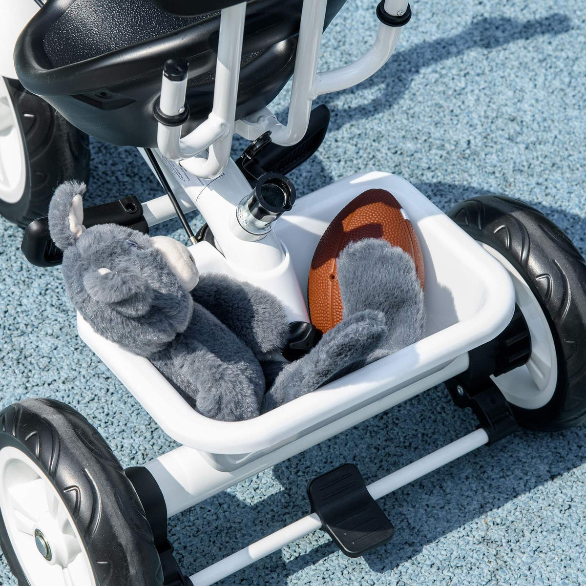 6-In-1 Tricycle Push Rod Children'S Tricycle Removable Sun Canopy Adjustable Balance Bike Cup Holder Basket 1-5 Years White