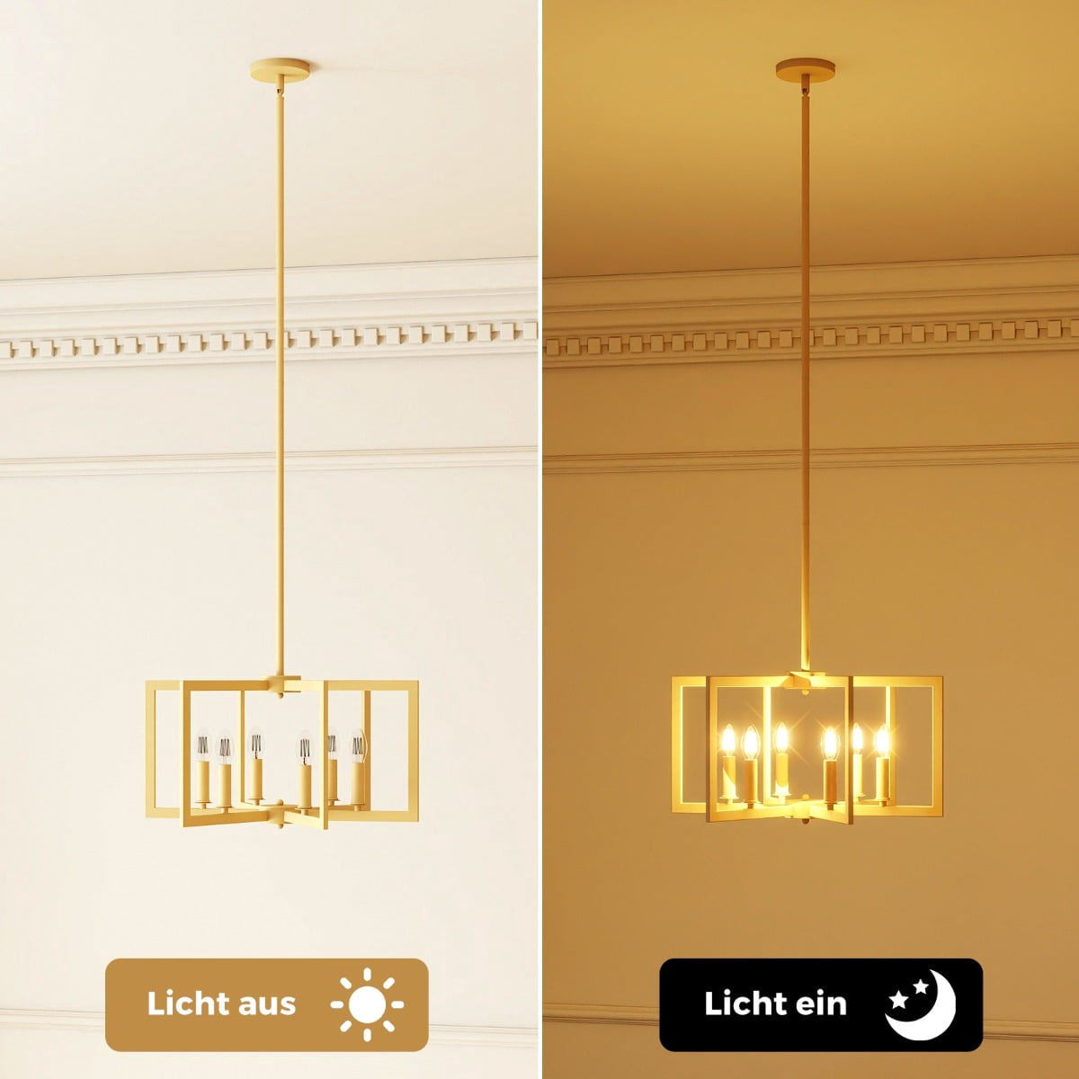 6-Light Adjustable Height Chandelier, Champagne Bronze