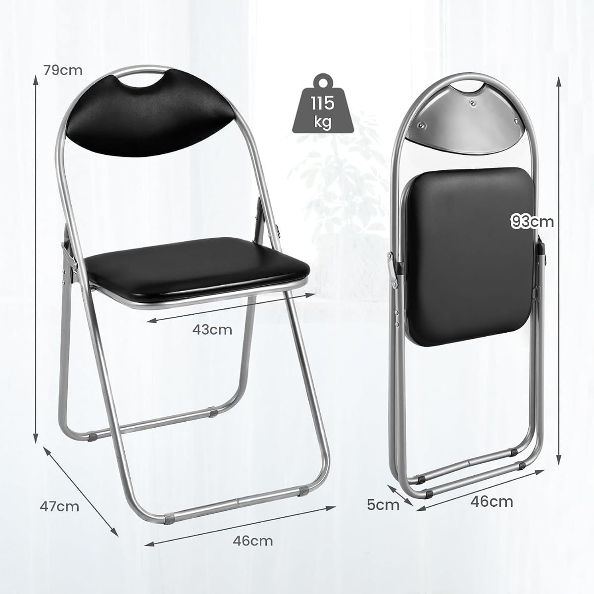 6-Pack Folding Chairs with Metal Frame & Cushioned Seats