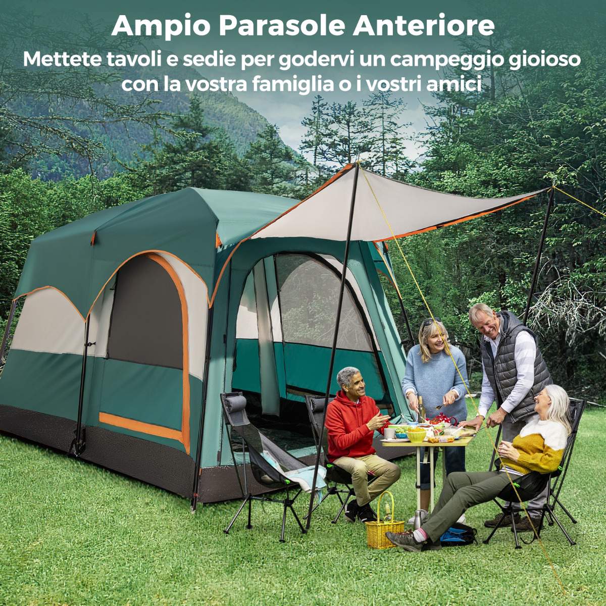 6-Person Camping Tent with Divider, Rainfly and Carry Bag