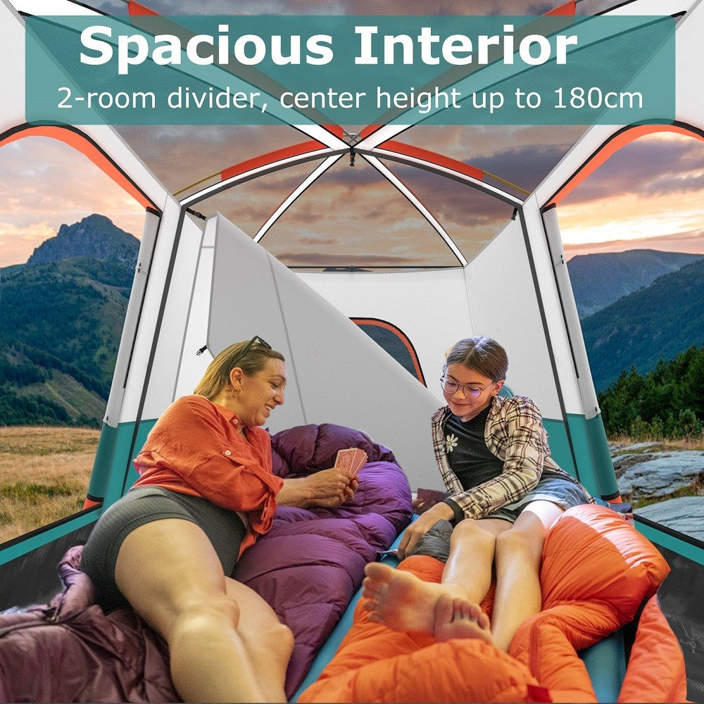 6 Person Camping Tent with Porch and Rainfly-S