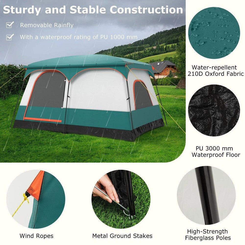 6 Person Camping Tent with Porch and Rainfly-S