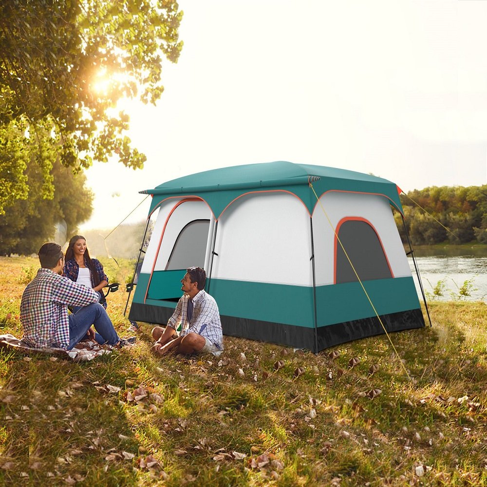 6 Person Camping Tent with Porch and Rainfly-S