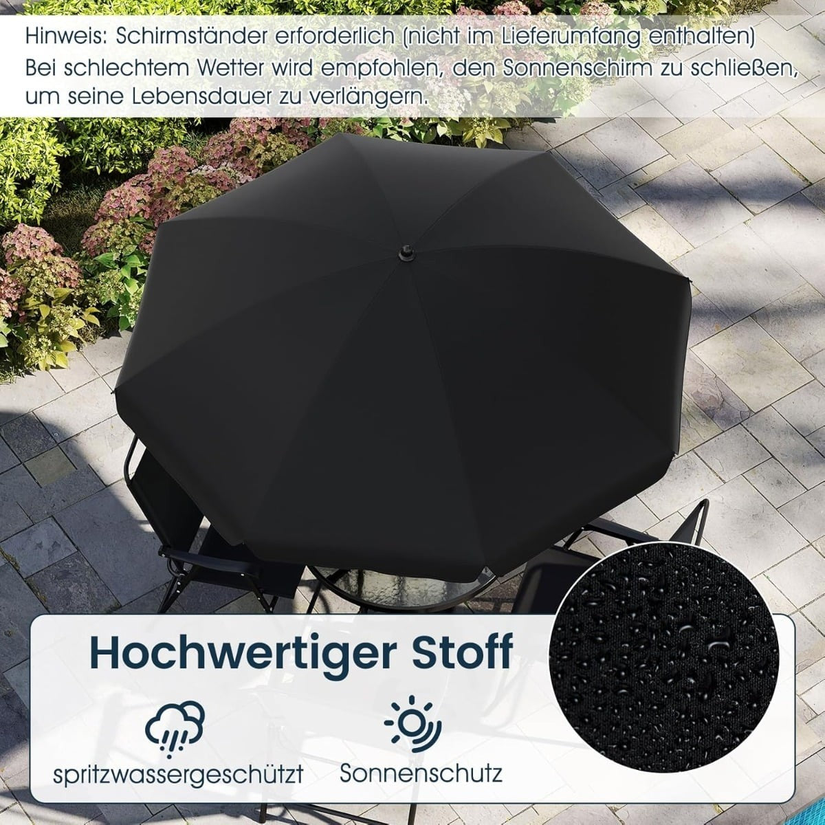 6-Piece Outdoor Dining Set with Umbrella & Folding Chairs