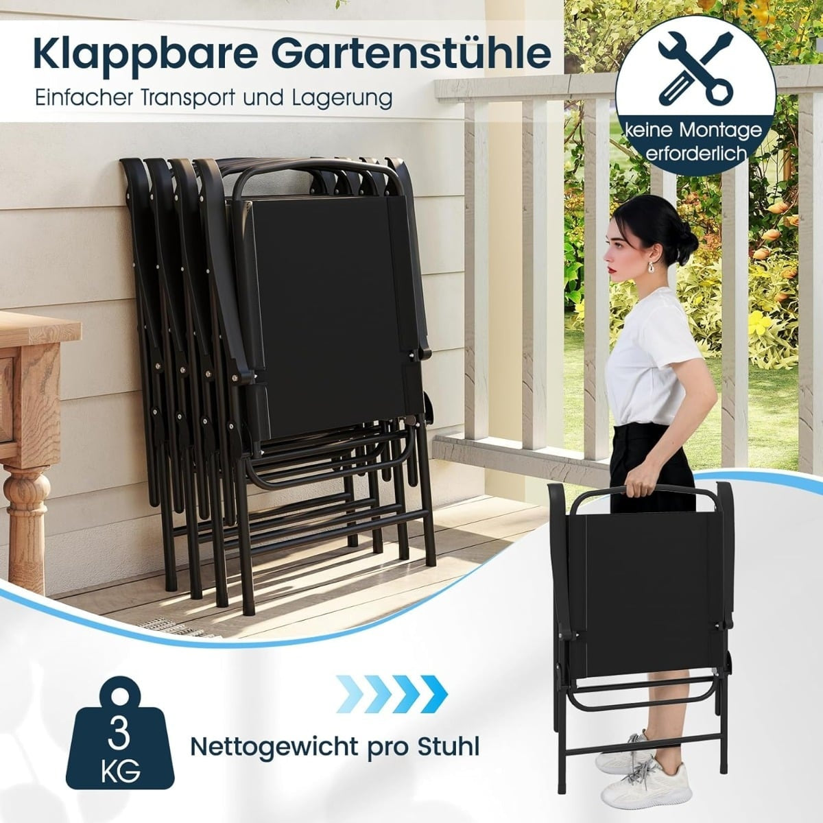 6-Piece Outdoor Dining Set with Umbrella & Folding Chairs