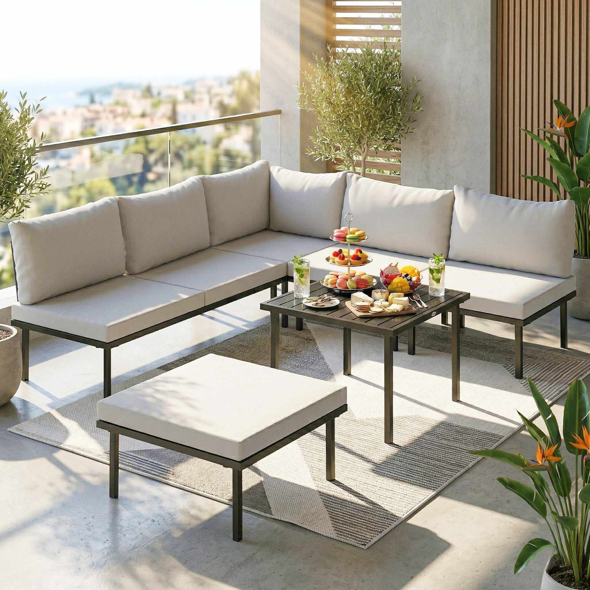 6-Piece Outdoor Lounge Set for 5-6 People with Table