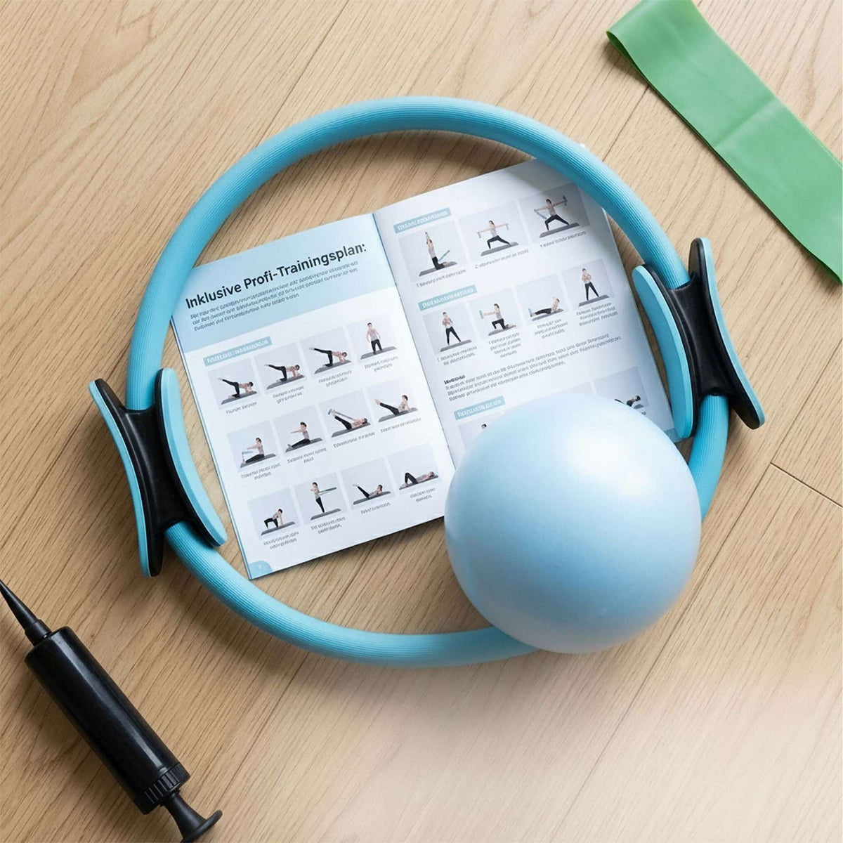 6-Piece Pilates Set: Ring, Ball, Bands – Various Colors