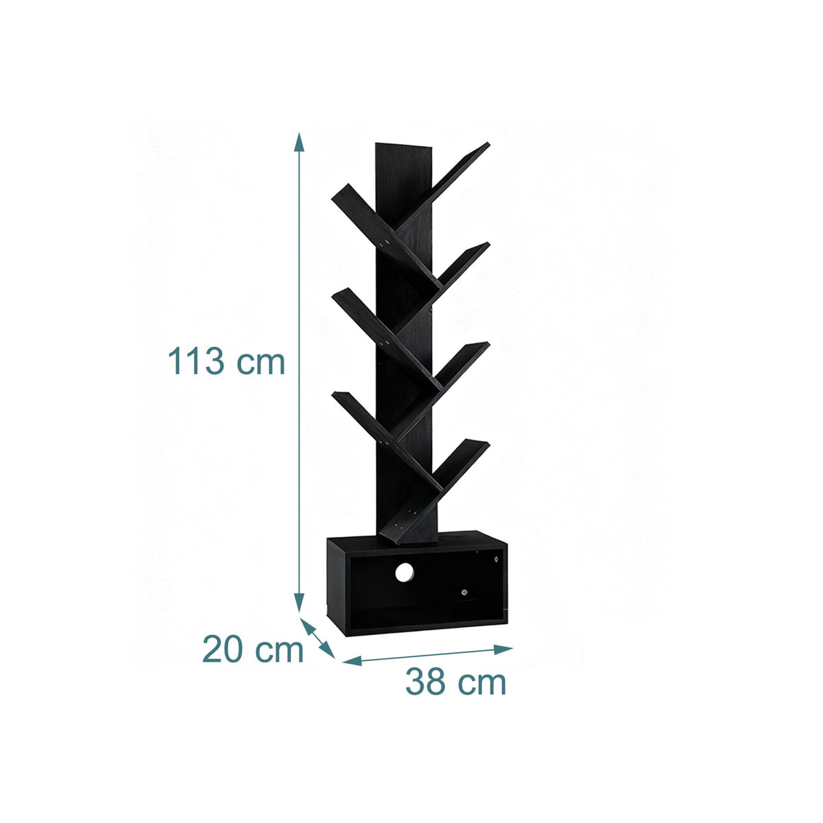 6-Shelf Tree Bookcase with Closed Storage Compartment