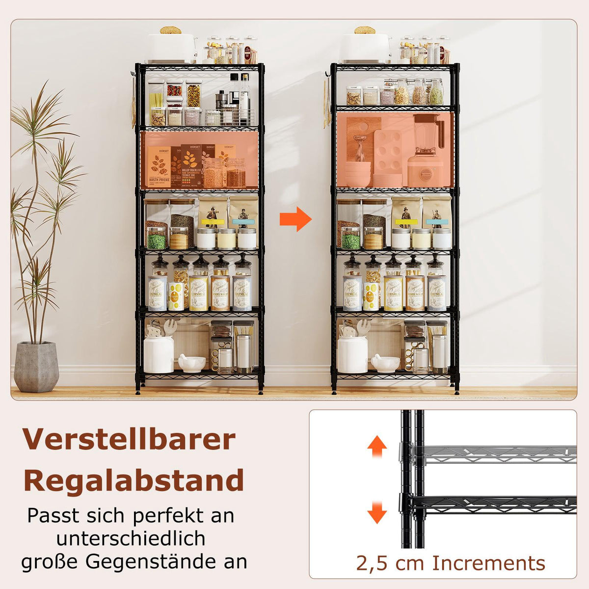 6-Tier Adjustable Metal Storage Shelf – Heavy Duty