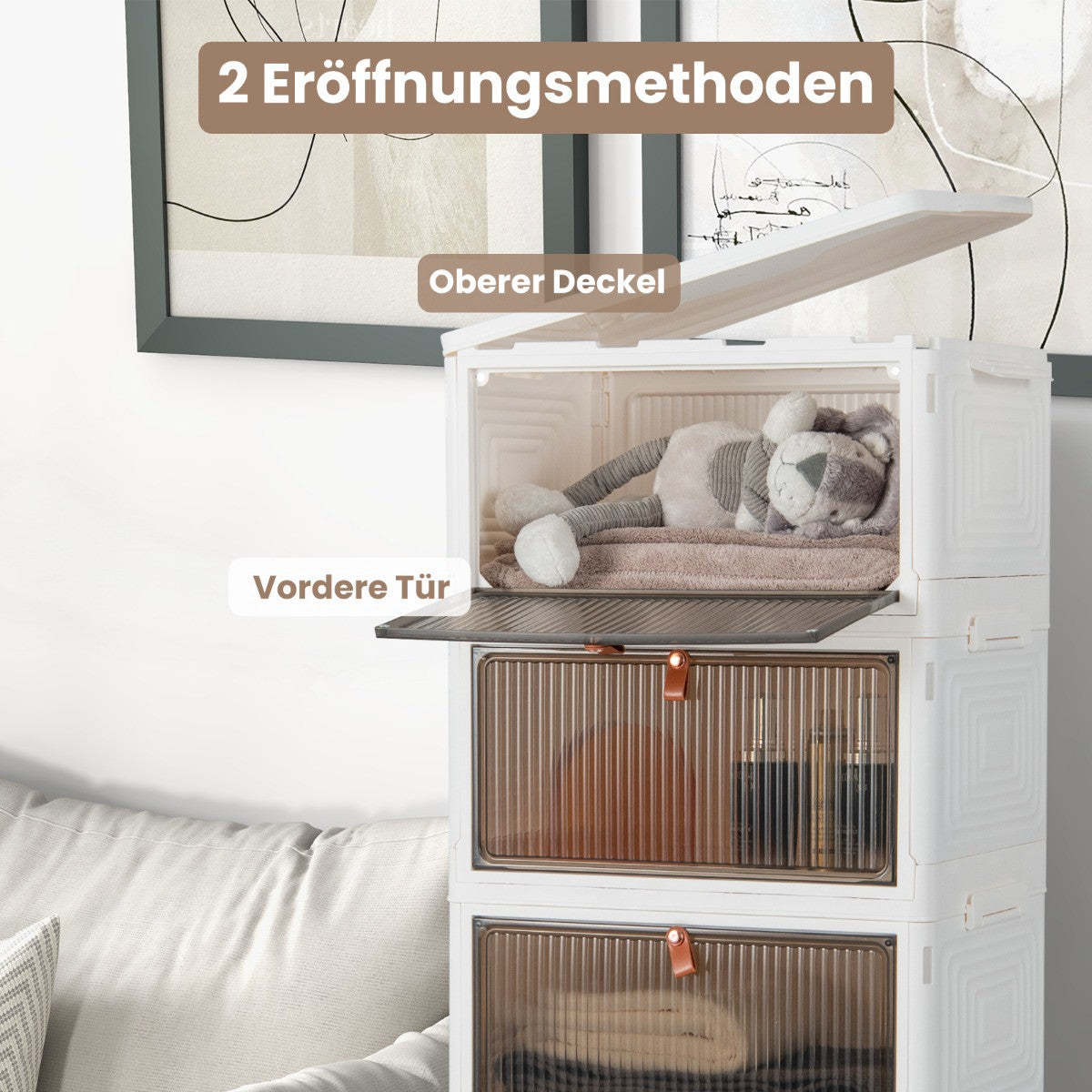 6-Tier Shoe Storage Box with Magnetic Doors & Wheels
