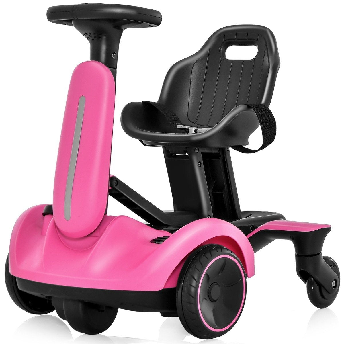 6V Gokart Electric Drift Car for Children Electric Gokart with 2-Way Adjustable Seat Pink