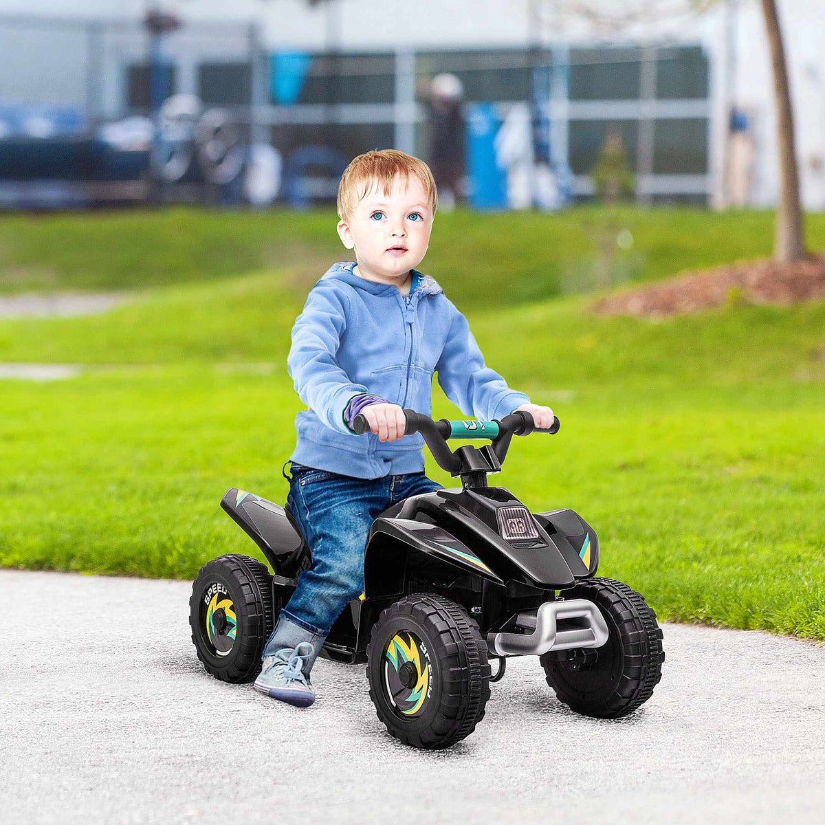 6V Kids Electric Quad Bike, Black, Ages 1.5-3, 20kg Limit