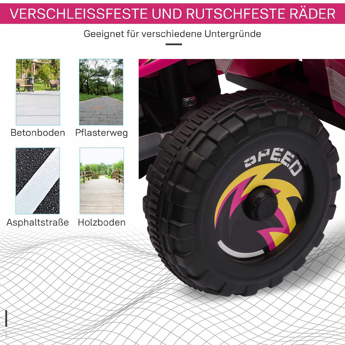 6V Kids Electric Quad Bike, Pink, Ages 1.5-3, Up to 20kg