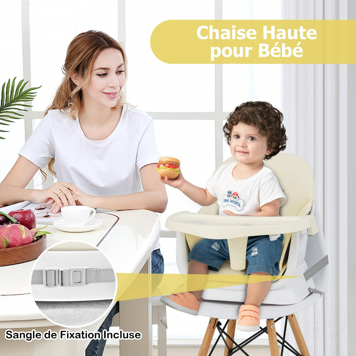 6-in-1 Baby High Chair – Block Tray, 5-Point Harness