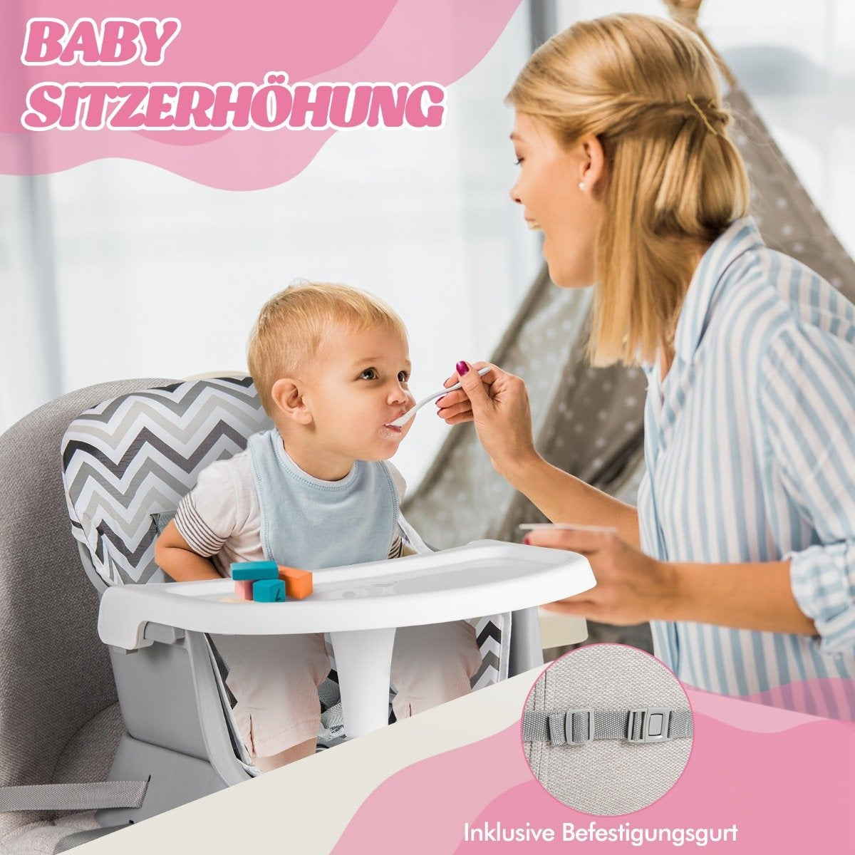 6-in-1 Baby High Chair High Chair &amp; Dining chair &amp; Learning table baby chair combination high chair gray and white