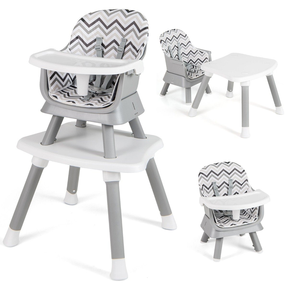 6-in-1 Baby High Chair High Chair &amp; Dining chair &amp; Learning table baby chair combination high chair gray and white