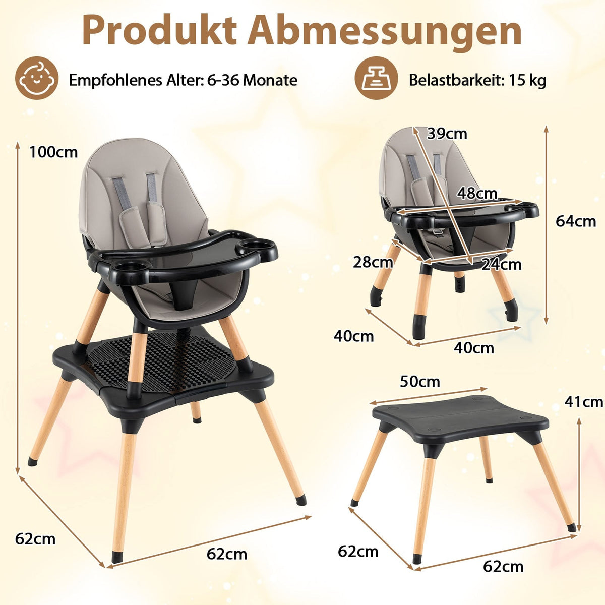 6-in-1 Baby High Chair with Block Table & Dual Tray
